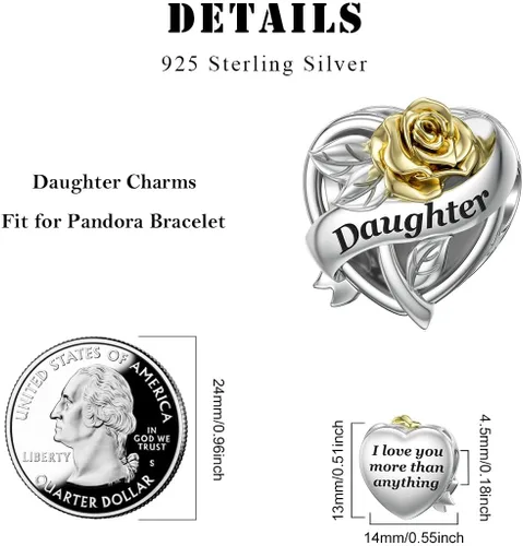 Vista 5 de DALARAN 925 Sterling Silver Mother Daughter Sister Wife Friend Grandma Charms Bead for Charm Bracelet Necklace