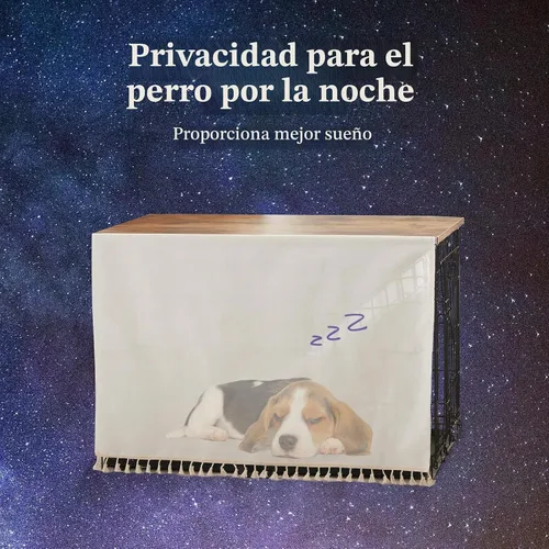 Vista 5 de VIE DE AMAN Cubierta para Jaula de Perros de Madera para Jaulas de 48, 42, 36, 24 pulgadas, Cubierta de Mesa con Cortina de Borlas, Cubierta de Gris