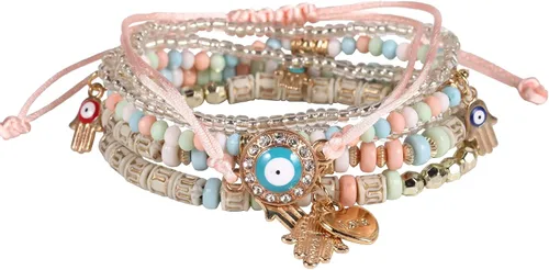 Vista 8 de Solosoya Bohemian Boho Stackable Bracelets for Women Set, Girls Stretch Multilayer Stack Beads Colorful Beaded Charm Bracelets Girl Handmade Jewelry
