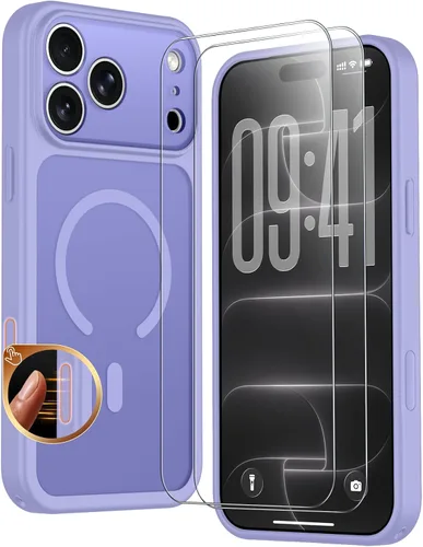 Vista 221 de SPIDERCASE Funda magnética translúcida diseñada para iPhone 11, con 2 protectores de pantalla de vidrio templado, antihuellas, para iPhone 11 de 6.1