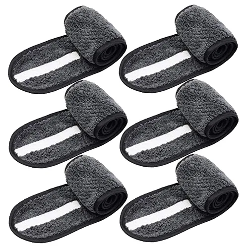 Vista 2 de Simnice 6 diademas faciales de spa ajustables para mujeres, maquillaje, ducha, baño, envolturas faciales, diadema deportiva, toalla elástica