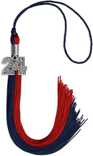 Vista 56 de Endea Graduation Borla de doble color con dije de plata brillante (negro/oro antiguo, 2025)