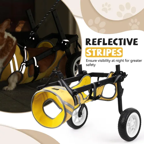 Vista 7 de Silla de ruedas para perros para patas traseras, silla de ruedas para perros pequeños a medianos, carritos ajustables para perros con ruedas