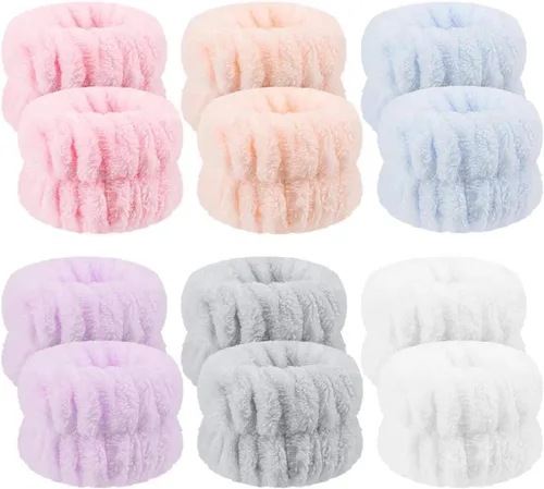 Vista 6 de 8 pulseras de microfibra Anmieciu para spa, toallas de muñeca para lavar la cara para evitar que el líquido se derrame por tus brazos