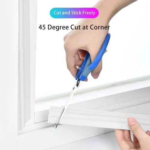 Vista 5 de Tira de sellado de espuma para ventana de 196 pulgadas, autoadhesiva, tira de sellado de puerta superior y lateral, cinta aislante de ventana Blanco