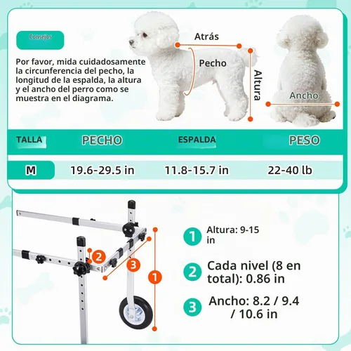 Vista 2 de Nasjac Silla de ruedas para perros para patas traseras, silla de ruedas