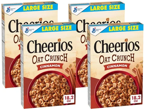 Vista 11 de Cheerios Oat Crunch Cinnamon Cereal de Desayuno, Hecho con Grano Entero, Tamaño Grande, 18.2 oz