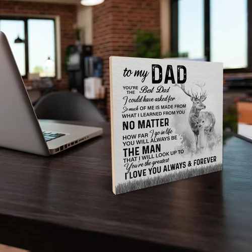 Vista 7 de Letrero de madera rústico con texto en inglés "Dad Gifts to My Dad", letrero de madera con frase "You're the Best Dad" ("You're the Best Dad")