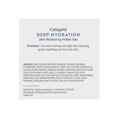 Vista 2 de Cetaphil Gel de agua restaurador de piel de hidratación profunda con ácido hialurónico y poliglutámico, hidratante facial, hidratación de 72 horas