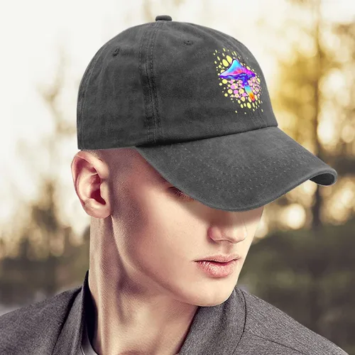 Vista 4 de devor Gorras de béisbol con hongos mágicos para papá, gorra divertida para hombre