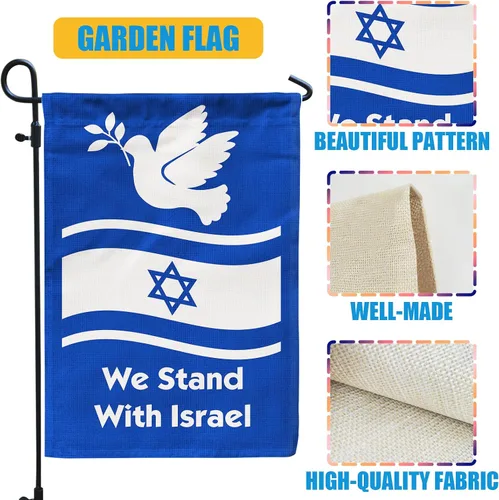 Vista 5 de Bandera de jardín de paloma de Israel, bandera de la paz de Israel, 12 x 18 pulgadas, doble cara