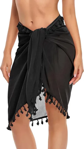 Vista 7 de Holipick Conjunto de bikini de 3 piezas para mujer, traje de baño halter y bikini sarong triángulo con salida de baño