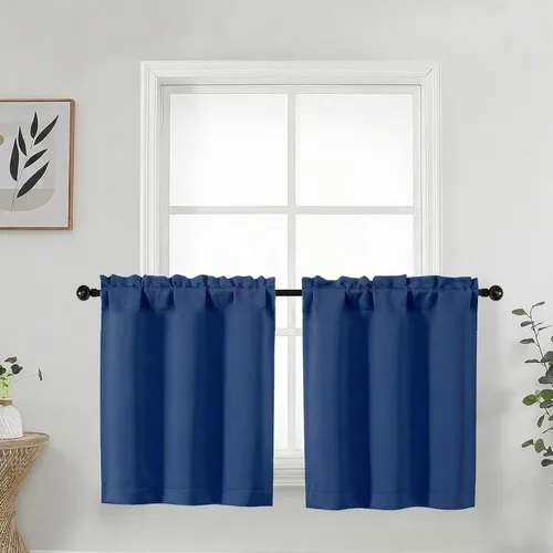 Vista 35 de Aqua Cafe - Juego de 2 paneles de cortinas opacas de 24 pulgadas de largo, con aislamiento térmico suave y sólido, para ventanas de baño, sótano