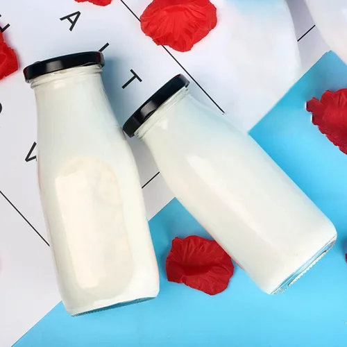 Vista 7 de QAPPDA Botellas de vidrio de 12 onzas, botellas de leche de vidrio Tapa negra