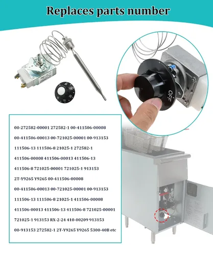 Vista 4 de Termostato RX-2-24 para freidora (con perilla), caja de rosca macho de 3/8 pulgadas, repuesto para Robertshaw 5300-402, termostato RX-10-24
