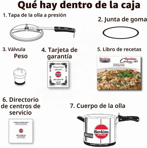 Vista 6 de Hawkins Olla a presión Hevibase de aluminio de 6,5 litros, cocina de tapa interior de inducción, plata (Ih65)