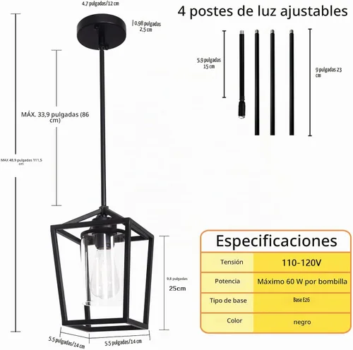 Vista 3 de Luces colgantes negras para isla de cocina, lámparas de 1 luz, iluminación de isla de granja, lámpara colgante de linterna para pasillo, vestíbulo