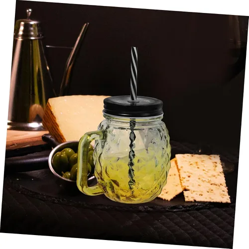Vista 3 de UPKOCH 4 tazas de piña y popote con tapa y barra de pajita, taza de vino, taza de agua, taza de decoración de piña y pajita, elegante taza
