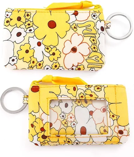Vista 15 de Combo de funda de identificación con cremallera de algodón para mujer y cordón (varios equipos disponibles), llavero, cartera con cordón de moda (4#)