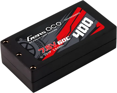 Vista 2 de Gens ace 400mAh 60C 7.6V HV Hardcase 2S Lipo Batería con XT-60 Plug (4Pcs)