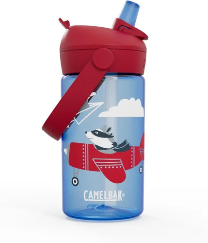 Vista 3 de CamelBak Thrive Kids - Válvula de mordida con popote para niños, botella de agua Tritan Renew Airplane Bandits, 14 onzas Easy Drinking Kids Can