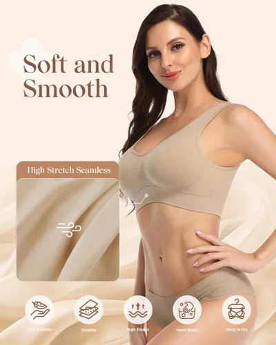 Vista 4 de Coobie Brasier sin costuras de cobertura completa para mujer con acolchado extraíble para mayor comodidad