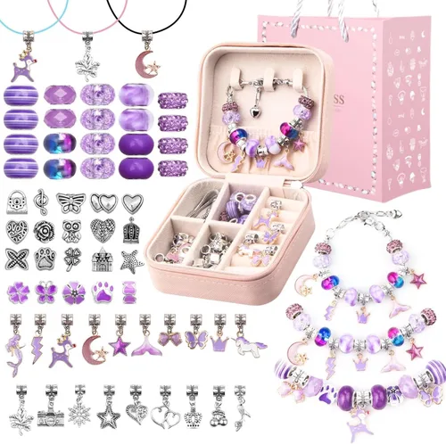 Vista 9 de UFU Kit de fabricación de pulseras con dijes, kit de fabricación de joyas, regalo para niñas de 5, 6, 7, 8 a 12, un dulce regalo de cumpleaños