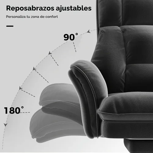 Vista 9 de Silla de oficina grande y alta, reposabrazos abatibles para mascotas