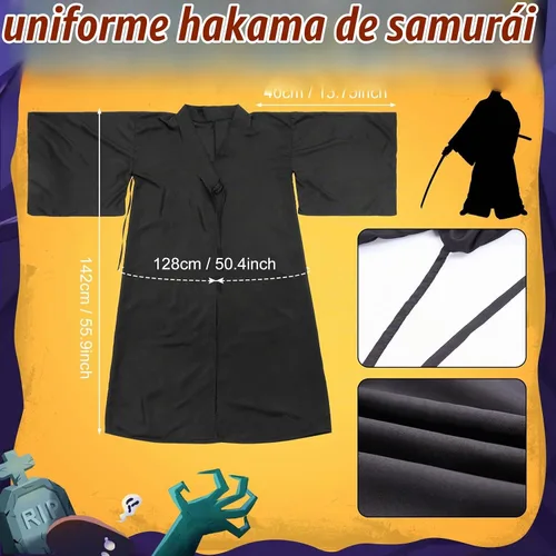 Vista 2 de Chicingyou - Disfraz de Samurai de Halloween de 2 piezas, máscara