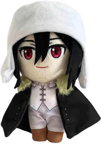 Vista 8 de JCvCX Peluche de niña de pelo negro con coleta corta, figura de anime, almohada suave para muñeca