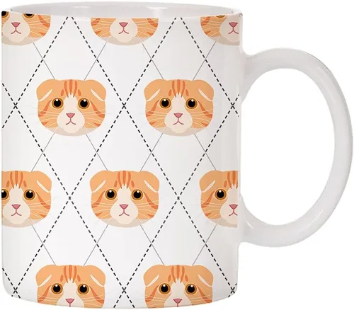 Vista 9 de Adorable Cat Breed Design Argyle Pattern Taza de café de cerámica (abisinian)
