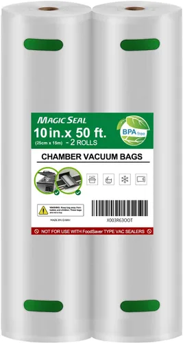 Vista 10 de MAGIC SEAL Rollos de sellado al vacío de cámara de 8 x 50 pies, paquete de 2 bolsas comerciales para máquina de cámara para Vacmaster y Avid Armor