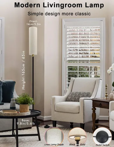 Vista 6 de Lámpara de pie inteligente funciona con Alexa y Google Home, cambio de color, regulable sin escalones para sala de estar, modernas lámparas WiFi