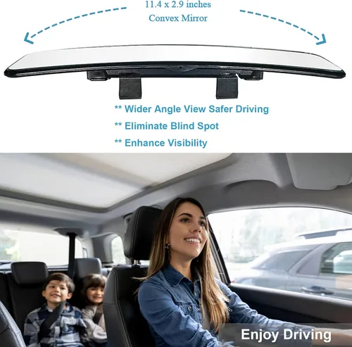 Vista 4 de Kitbest Espejo Retrovisor, Universal de 11.4 Pulgadas Clip Interior Panorámico, Espejo Retrovisor Interior de Gran Ángulo, Espejo Retrovisor Convexo