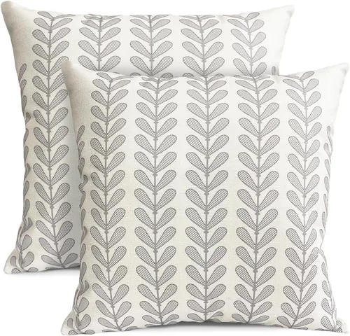 Vista 36 de Juego de 2 fundas de almohada decorativas negras boho 16x16 pulgadas, fundas de almohada de lino modernas estilo bohemia campestre para exteriores