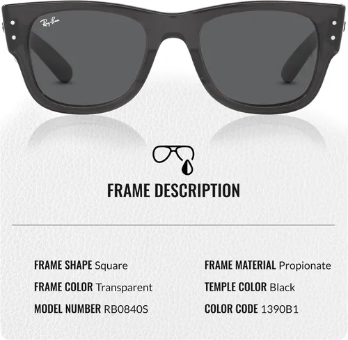Vista 23 de Ray-Ban RB0840S MEGA WAYFARER Gafas de sol de forma cuadrada con kit oficial de gafas