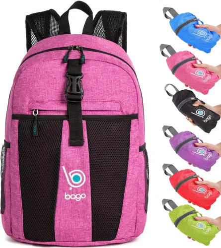 Vista 10 de Bago Mochila liviana Mochila plegable impermeable para viajes y deportes. Mochila plegable y que se puede guardar en una funda para adultos, hombres