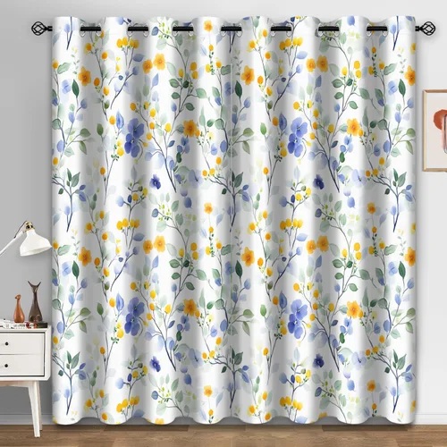 Vista 12 de Aimego Cortinas opacas abstractas con ojales para ventana, para el hogar, dormitorio, sala de estar, 2 paneles (42 x 54 pulgadas)
