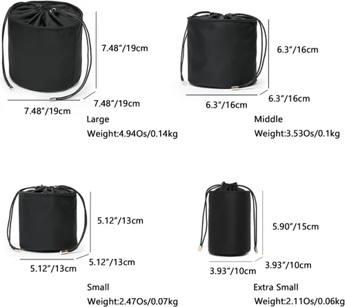 Vista 2 de Organizador de bolso alto para mujer, de lona, redondo, organizador de bolso, bolso organizador redondo para cosméticos, bolsa de maquillaje