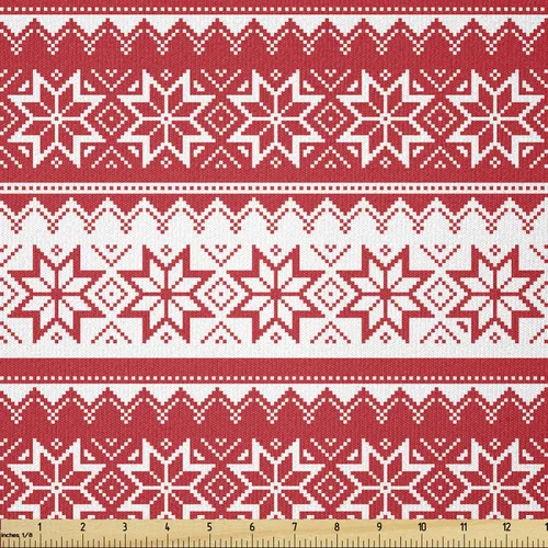 Vista 51 de Ambesonne Tela Navideña por Yarda, Tema Navideño Colorido Vivo Piñas de Pino Ramas Hombre de Jengibre Imagen de Bayas Estampada, Tela de Punto