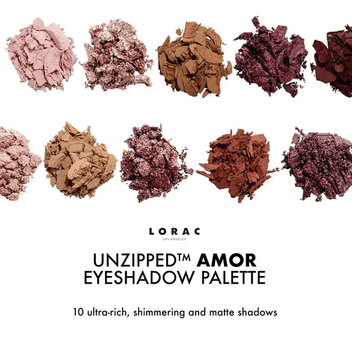 Vista 4 de LORAC Paleta de sombras de ojos sin cremallera, acabado mate y purpurina
