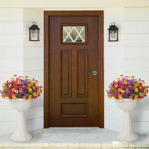 Vista 4 de Lifewit Flores artificiales para exteriores, 12 paquetes de flores falsas de plástico para decoración del jardín del hogar, plantas sintéticas