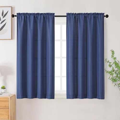Vista 59 de Cortinas de lino para dormitorio y sala de estar de 96 pulgadas de largo, juego de 2 paneles, con bolsillo para cortinero, filtrado de luz, textura