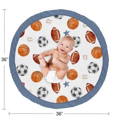 Vista 4 de Sweet Jojo Designs Tapete de juego deportivo para niño, tapete de juego para bebé, actividad de boca abajo, tapete de juego infantil para parque