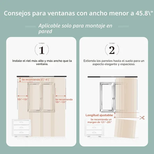 Vista 9 de GoDear Design - Persianas verticales ajustables para puertas corredizas, riel extensible de 45.8 a 86 pulgadas de ancho, cortinas de panel