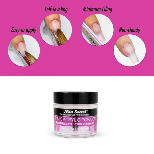 Vista 5 de Mia Secret Sistema de uñas acrílicas profesional Polvo acrílico rosa 1 OZ