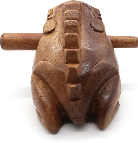 Vista 2 de BSIRI Rana de madera Rasp Instrumentos musicales de África Frog Rasp Super Guiro (6 pulgadas)