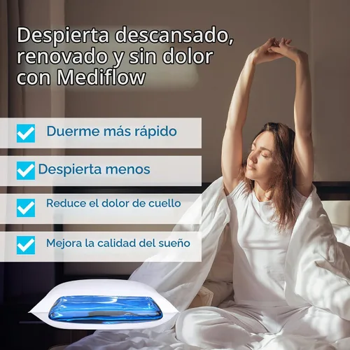 Vista 6 de Almohada de agua de fibra Mediflow - Ajustable para el alivio del dolor de cuello, almohada para dormir de lado, espalda y estómago, el inventor