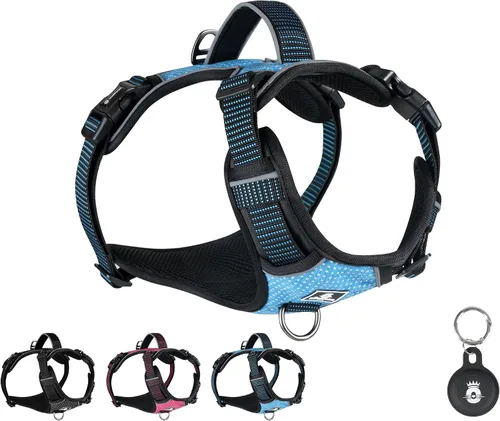 Vista 9 de Emperor Pets Arnés sin tirones para perros pequeños, chaleco Oxford reflectante acolchado suave, 2 clips para correa, ajuste ligero ajustable, negro