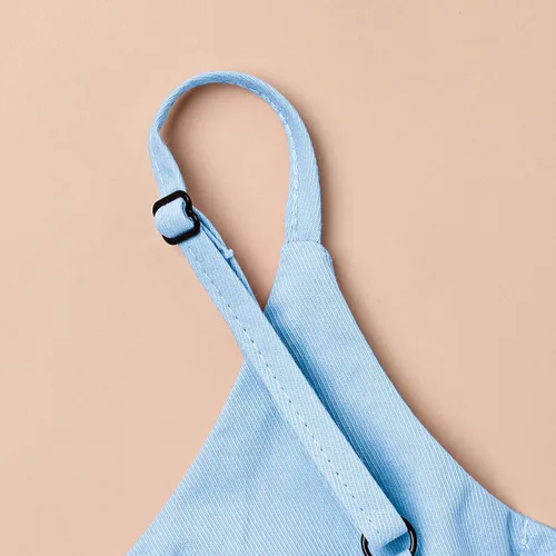 Vista 4 de Ropa para niña pequeña, con correa ajustable, sin mangas, de una pieza, con volantes, para verano, con bolsillo, de 6 meses a 5T